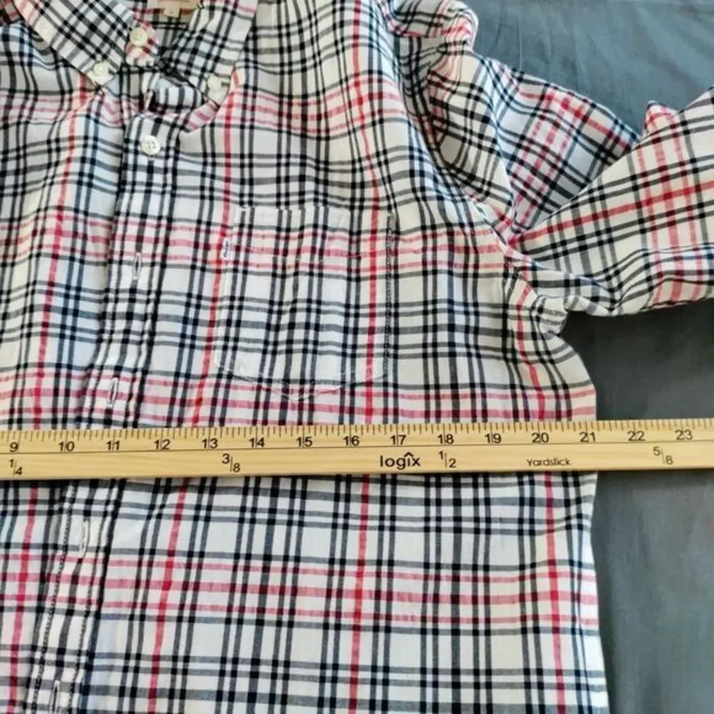 Levis Seersucker‎ Men L Red/Blue Plaid Long Sleeve Button Down Shirt Retro VTG
